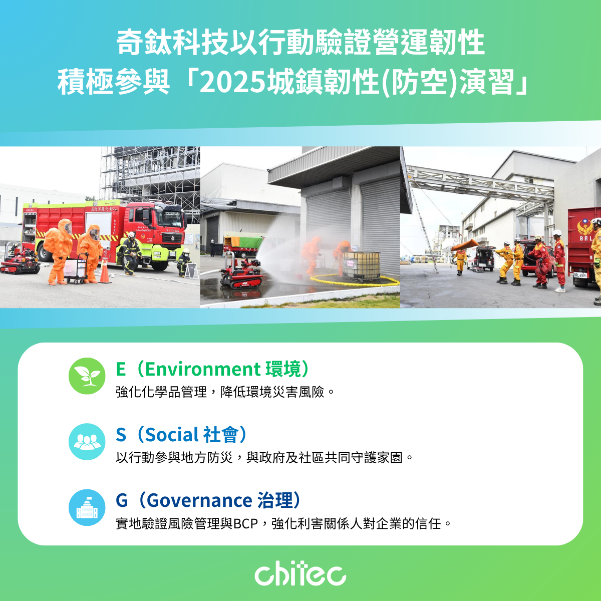 奇鈦科技以行動驗證營運韌性積極參與「2025城鎮韌性(防空)演習」 ∣ 奇